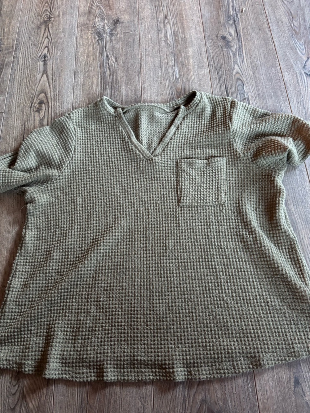 SHEIN Curve Olive Knit Waffle Top